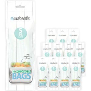 Brabantia PerfectFit Composteerbare Vuilniszakken - 6 l - Code S - 12 rollen x 10 stuks