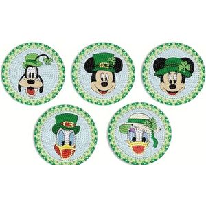 Diamond paintingset: onderzettersset met houder - 5 x Disney