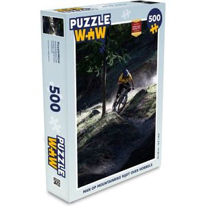 Puzzel Man op mountainbike rijdt over hobbels - Legpuzzel - Puzzel 500 stukjes