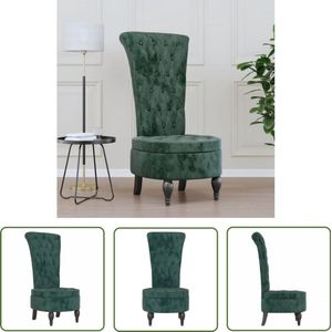 The Living Store Stoel hoge rugleuning met knopen fluweel donkergroen - Stoel - Fluweel - Donkere Kleuren - Lounge Stoel - Eetkamerstoelen