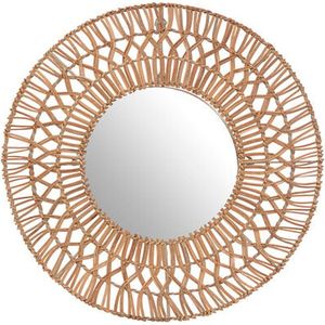 Atmosphera Wandspiegel Milou - Boho/ibiza stijl - rotan - lichtbruin - rond - 58 cm
