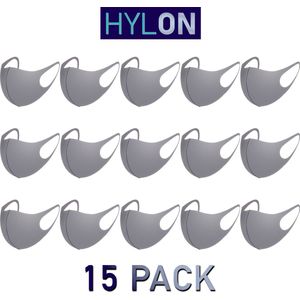 Neopreen Mondmasker - Grijs - 15 PACK - Wasbaar - Herbruikbaar - By HYLON