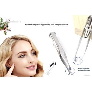 LED Lamp Wenkbrauw Pincet Trimmer I Epileren I Verlichte RVS Tweezer Pincet I Met 3 Batterijen Extra