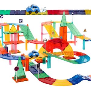 JUST23 Magnetic Tiles Racebaan KBGR100 - Magnetisch Speelgoed - Baanset - 100 Stuks - Educatief & Constructie Speelgoed