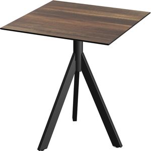 Essentials Infinity Tripod Terrastafel Zwart Frame + Tropical Wood HPL 70x70 cm - 140011277 - Horeca & Professioneel
