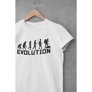 Shirt - Hike evolution - Outdoor Goeroe | Avontuur | Buitensport | Natuur | Wandelen | Mountainbike | Klimmen | Survival | Outdoor | Kamperen | Boulderen | Wit