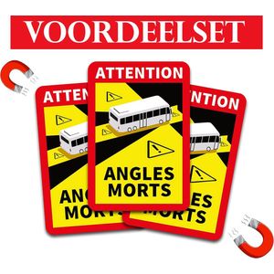 Dode hoek magneet sticker - Frankrijk - bus - camper | Angles morts magneetsticker (3 stuks)