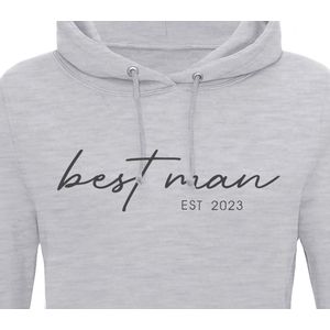 Hoodie heren met capuchon - Sweater heren capuchon - Getuige - Getuige huwelijk - Getuige cadeau - Best man est 2023 - Lichtgrijs XL