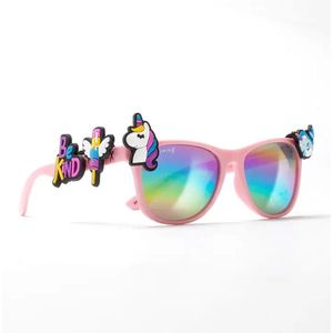 WildWinx - Pink Unicorn - Kinder zonnebril - kinderzonnebrillen meisjes - vanaf 3 jaar - uv400 bescherming - zonnebril - bedels - vintage - hip - stoer - design