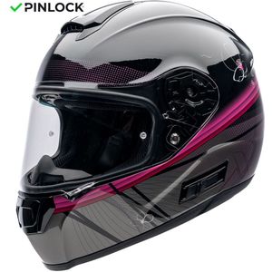 Motor Integraal Helm OPTIMUS KERSENBLOESEM Zwart/Grijs/Roze M van MOTOBLOUZ