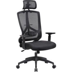 Bureaustoel, Verstelbare Lendensteun, Office Chair, Verstelbare Hoofdsteun En Armleuningen, Belastbaar Tot 150 Kg, Zwart