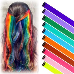 TRANKIELO® - 10 Stuks Synthetische Haarextensies Clip-In – 22 Inch Kleurrijke Haaraccessoires – Veelzijdige Styling Opties voor Vrouwen en Kinderen