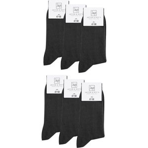 Jacob & Roy's 6 Paar Grijze Sokken - Kousen - Heren & Dames - Katoen - Maat 35-38 - Socks - Naadloos