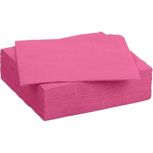 Color Party diner/feest servetten - 30x - fuchsia roze - 38 x 38 cm - papier - 3-laags