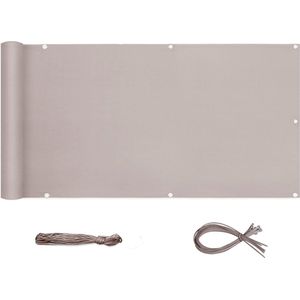 Goodivery ® Balkonscherm, ondoorzichtig, wind- en uv-bescherming, weerbestendig, 75/90/120 cm x 600/500/300 cm, met oogjes, nylon kabelbinder en koord, Taupe (PES)