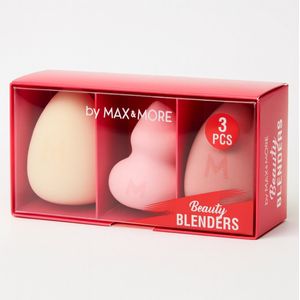 MAX & MORE – Beauty Blender Set – 3 Stuks – Make-up Sponsjes – Zacht & Latexvrij – Voor Foundation, Concealer & Contour – Roze/Nude