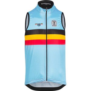 BIORACER Belgian Cycling Windstopper Heren Zonder Mouw - Officieel Team Belgium - Model 'Icon' - Blauw - Maat XL - Fietskleding Heren