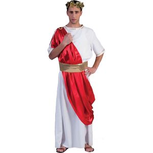 Funny Fashion - Griekse & Romeinse Oudheid Kostuum - Romeinse Bewoner Forum - Man - Rood, Wit / Beige - Maat 52-54 - Carnavalskleding - Verkleedkleding
