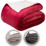 Komfortec Sherpa Fleece Deken - Bankdeken - 240x220 cm – Bordeaux Rood