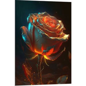 PVC Schuimplaat- Roos met Donkere Achtergrond - 70x105 cm Foto op PVC Schuimplaat