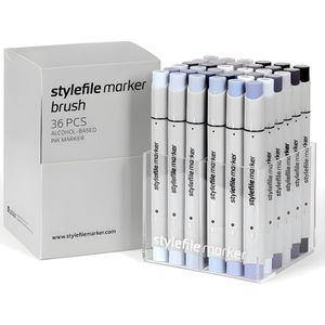 Stylefile Twin Marker Brush 36 Grey Set - Hoge kwaliteit stiften, ideaal voor designers, architecten, graffiti artiesten, cartoonisten, & ontwerp studenten