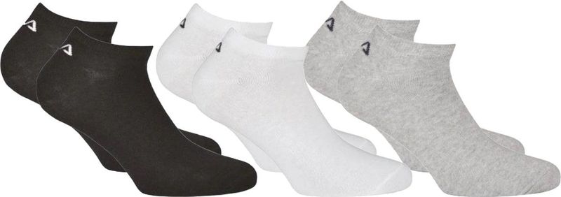 Enkelsokken - Zwart, Grijs Mêlee, Wit - 6 Paar - Geribd, Anatomisch Vormgegeven