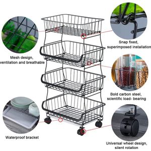 Premium Keukentrolley – keuken planken - Opberg Trolley op wielen – met niveaus – duurzaam -ruimtebesparend