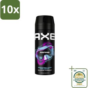 10 x Axe - Deodorant Bodyspray - 100% Fresh Fragrance - Marine - Sea Breeze & Sage - 150 ml - Grootverpakking - Axe Marine Deodorant Bodyspray - Zeebries En Salie - 48 Uur Frisheid - Deodorant Spray - Geurbescherming
