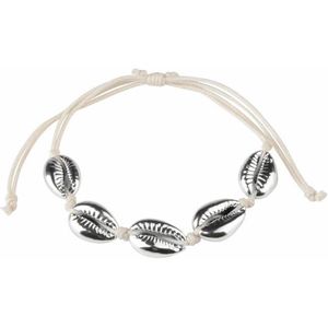 Fako Bijoux® - Schelpjes Armband - Schelpen - Zilver - Wit