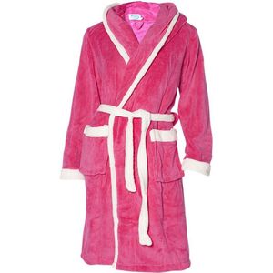 Badjas capuchon roze - fleece badjas kind - ochtendjas - warm & zacht -Badrock - maat (5-6 jaar) 110-116