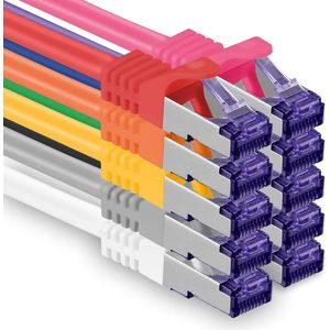Gigabit LAN Netwerkkabel RJ45 Set 0.5m 10-Kleuren 10-Stuks Patchkabel Cat7 10Gb/s Rj45 Connector 10x0.5m