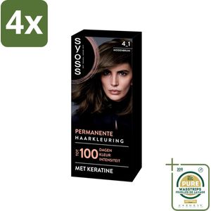 SYOSS - Coloration 4-1 Middenbruin - Haarverf - Grijsdekking - Vermindert Haarbreuk - Voordeelverpakking - 4 stuks - Grijsdekking - Donkere asblonde haarkleur