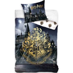 Harry Potter Dekbedovertrek Goud - Eenpersoons - 140  x 200 cm - Katoen