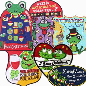 Oeteldonkse Emblemen SET van 6 – Oeteldonk emblemen – Den Bosch Carnaval - Carnavalskleding – Carnavalsjassen – Carnavalsemblemen Oeteldonkstijl – Embleem Set – Strijkemblemen