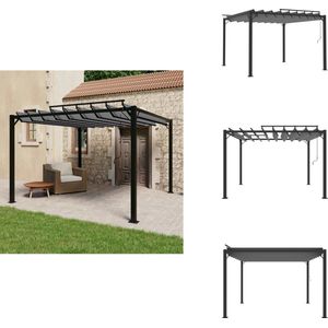 vidaXL Prieel - Priëlen - Overkapping - Overkappingen - Prieel met lamellendak 3x3 m stof en aluminium antracietkleurig