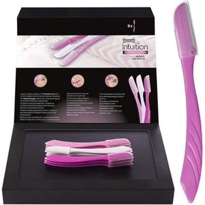 Wenkbrauwscheermes en Gezichtshaar Trimmer - Exfoliërende Dermaplanning Tool voor Vrouwen en Mannen - 9 Stuks