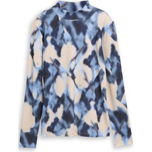 TOM TAILOR - Shirt - Beige - Slanke Pasvorm - Lange Mouw - All-over Patroon