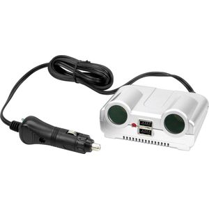 Cartrend 2-Fach Zigarettenanzünder-Verteilerstecker mit USB + Schalter