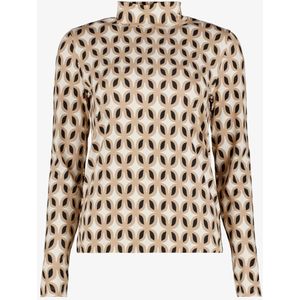 TwoDay dames top met lange mouwen en print beige - Maat S