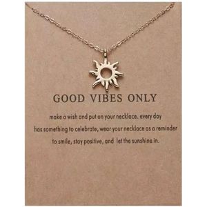 Akyol - Good vibes only ketting -ketting als cadeau-ketting gift - ketting good vibes -Good vibes ketting als cadeau- kado -ketting met hanger hangertje -valentijns cadeau ketting – Zonnetje – Stay positive