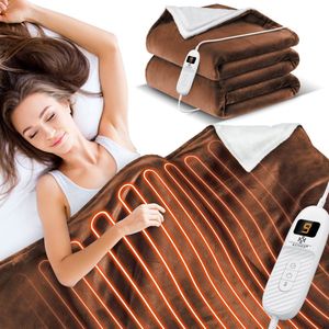 KESSER - Elektrische Warmtedeken - Bruin - 180x130cm - 9 Temperatuurstanden - Digitale Display