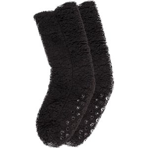 Huissokken van Out of the Blue - Warme sokken Fluffy met antislipzool - Zwart - Gratis verzonden