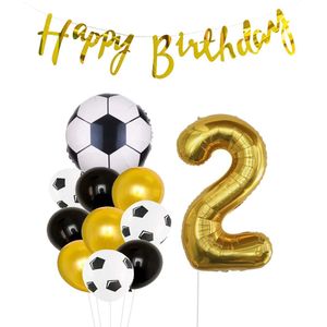 Cijfer Ballon 2 | Snoes Champions Voetbal Plus - Ballonnen Pakket | Goud en Zwart