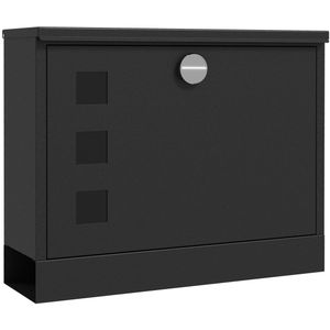 Wandbrievenbus - Zwart - Modern - Afsluitbaar met Slot - 36,5x11,5x29 cm