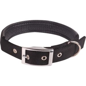 Nobleza Hondenhalsband met zachte voering - Halsband hond - Gesphalsband hond - 50 cm - Nylon halsband hond - Zwart - S