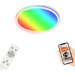 Briloner - Slimme LED plafondlamp - RGB-kleurverandering - Indirect lichteffect - Neutraal wit licht - WiFi - Woonkamerlamp - Afstandsbediening - Spraakbesturing