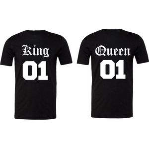 Koppel Goals shirts-King 01 en Queen 01-achterkant shirts-zwart-korte mouwen-Maat Xl