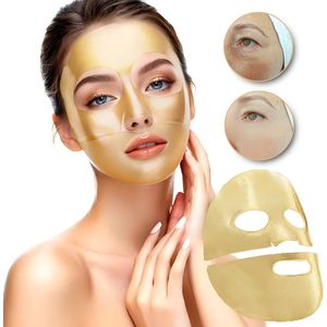 SENO Collagen Crystal Mask - 24K Goud - Korean Skincare Gezichtsmasker - Collageen Gezichtsmasker - Wallen Wegwerken Masker Gezicht - Anti Rimpel - Anti Aging Hydraterend Gezichtsmasker - anti-rimpel - 4 Stuks