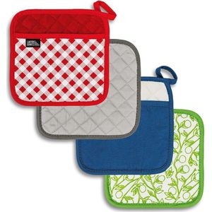 Pannenlappen van gerecycled katoen met gripzakje en fleece voering in verschillende kleuren