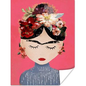Frida Kahlo Canvas Print Art Schilderij voor Slaapkamer Woonkamer Vrouw op een Groene Achtergrond Canvas Foto Frida Kahlo Poster Wall Decor, geen Frame ,A,40x50cm